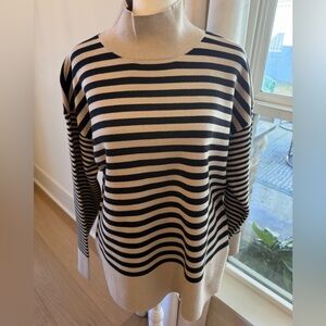 Fate Black and Tan Striped Turtleneck Sweater